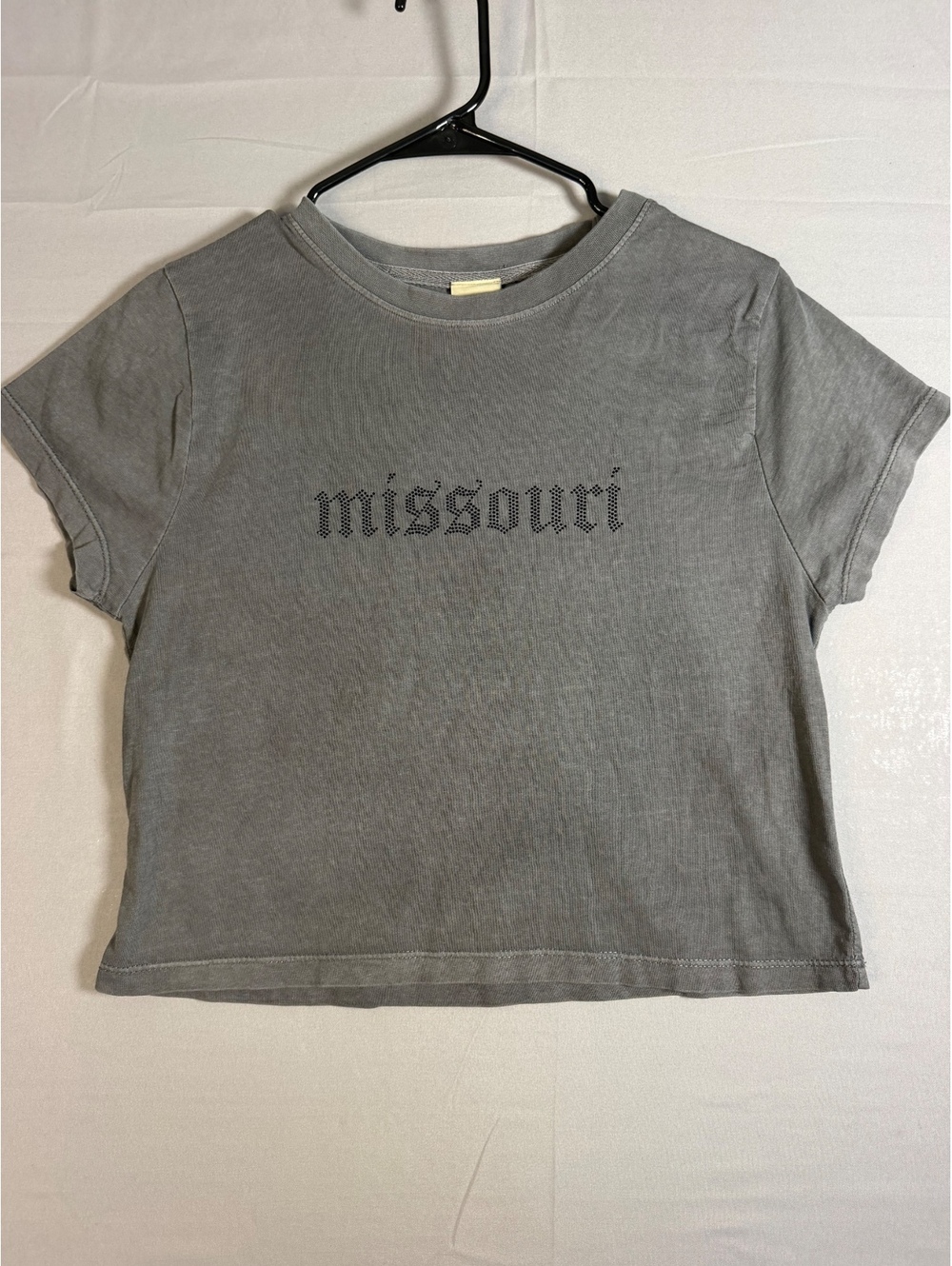 Chicka-d Medium Gray Missouri Graphic T-Shirt with Rhinestone Detail